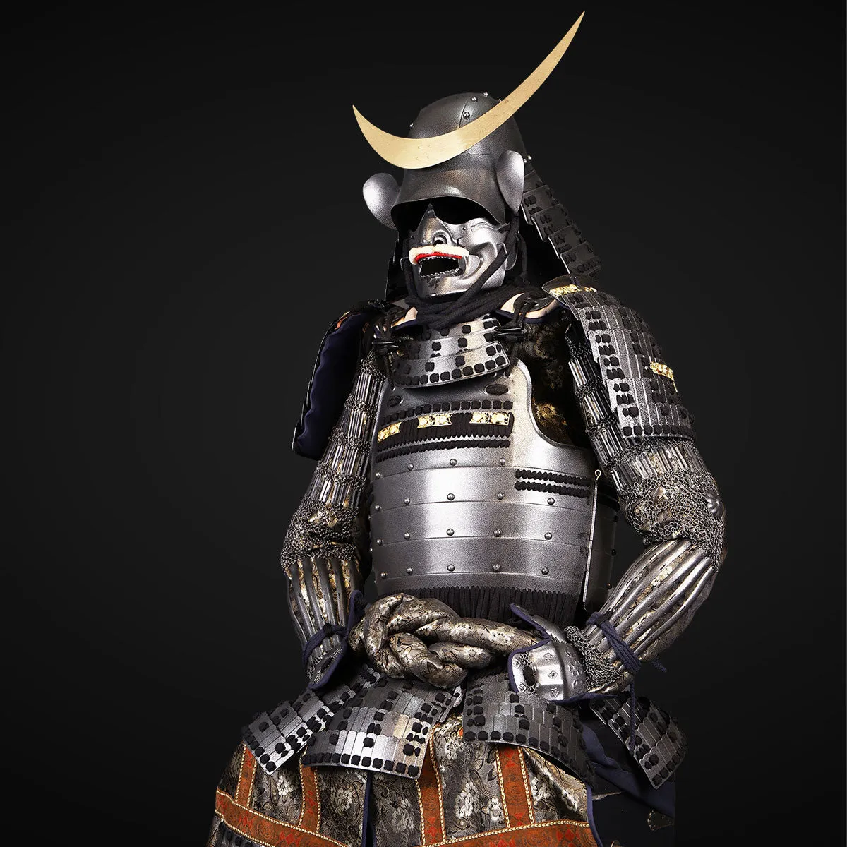 Handmade Life-Size Yoroi Masamune Date Samurai Armor with Crescent Helmet