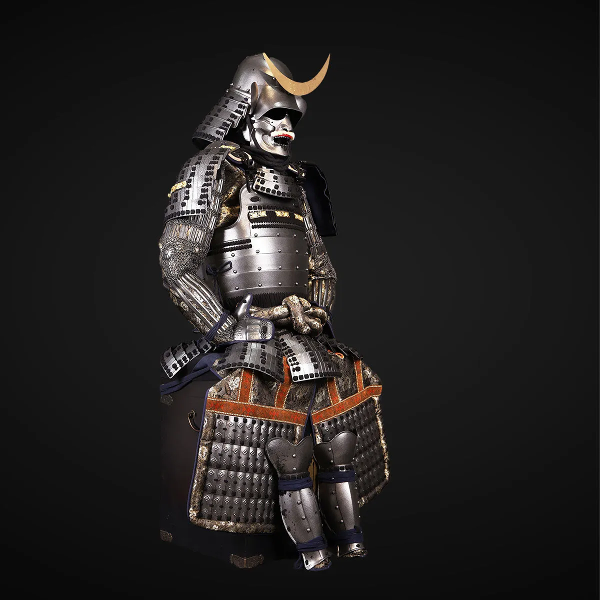 Handmade Life-Size Yoroi Masamune Date Samurai Armor with Crescent Helmet