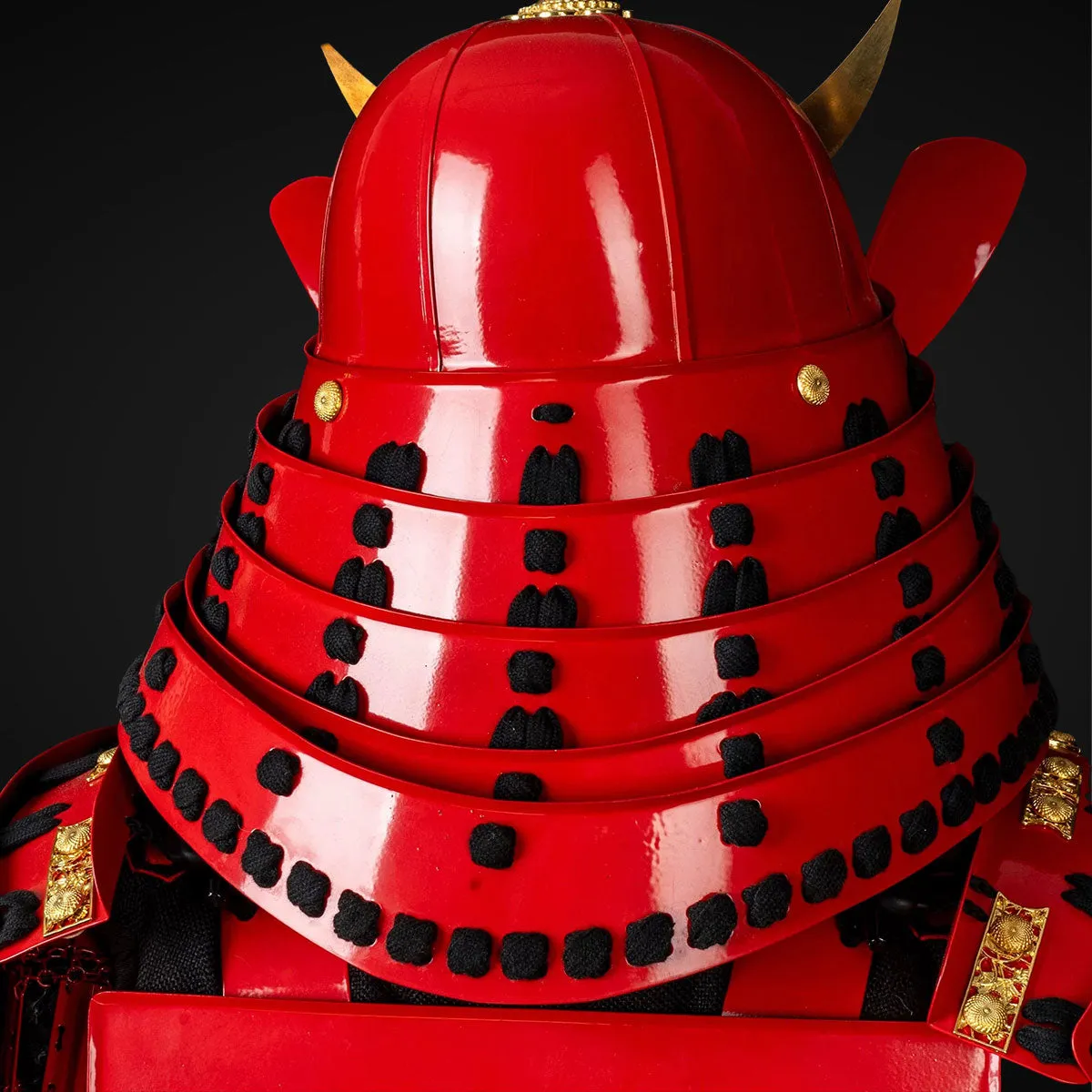 Handmade Red Masamune Date Japanese Samurai Armor，Life-Size Yoroi  with Crescent Suji Helmet